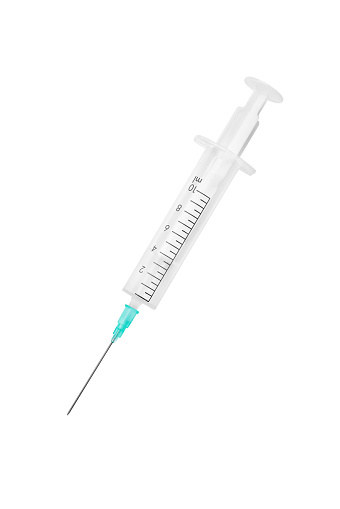 Medical syringe isolated on white background