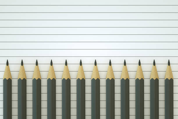 Small used pencil on background. Creative block and second plan concept. This is a 3d render illustration