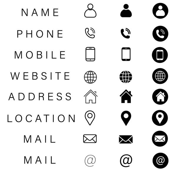 Company Connection business card icon set Contact design template stock illustration Icon, Telephone, Connection, E-Mail, Business Card business card stock illustrations