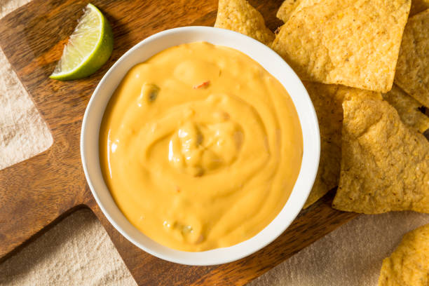 Homemade Yellow Queso Cheese Dip with Tortilla Chips