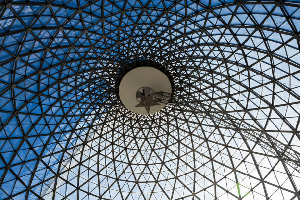 istock Architecturally lattice geometric steel construction roof. 1420207750