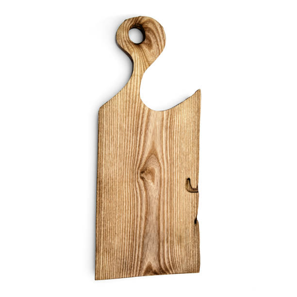 istock wooden cutting board isolated on white background, top view 1420208541