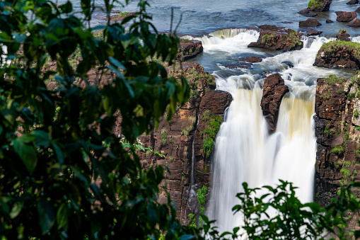 View of the falls in the Argentina side in a sunny day