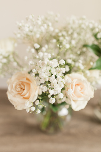 Soft Cream-Colored Roses with Baby's Breath & Greenery in West Palm Beach, Florida.
