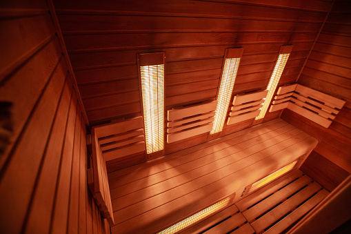 Modern infrared sauna in wellness studio