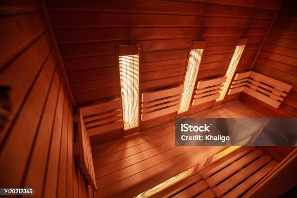 Modern Infrared Sauna In A Wellness Studio Stock Photo - Download Image Now - Sauna, Infrared, Spa