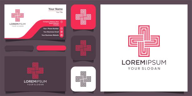 медицина и здоровье аптека логотип векторный дизайн шаблон - religious symbol cross shape cross abstract stock illustrations