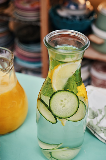 Infused Water with Fresh Cucumber and Lemon