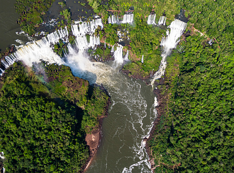 Iguazu Falls or Iguacu Falls on the Argentine and Brazilian border in South America.