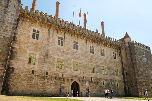 Guimarães, Portugal; August 31, 2022: General view of the Palace of the Dukes of Bragança in Guimarães