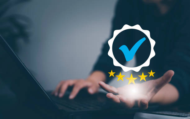 istock Hand touch Customer review satisfaction feedback survey for five star concept, User give rating to service experience on online application, service leading to reputation ranking of business. 1420230118