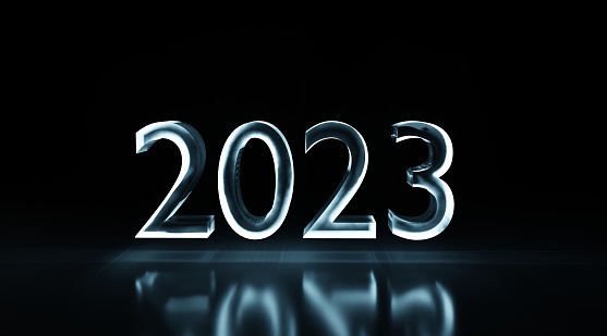 New year 2023 numbers on the abstract futuristic background