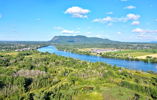 Nature...This shot shows the Richelieu River and Mt. Hilaire, just south of Montreal, Quebec, Canada.