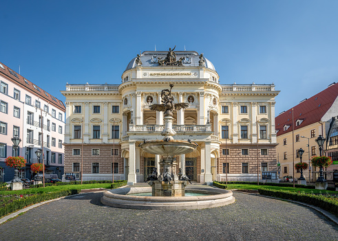 WARSAW. POLAND - AUGUST 2015: Presidential Palace Palac Prezydencki, 1643 in Warsaw, Poland. Equestrian statue of Prince Jozef Poniatowski. Statue of a lion. High quality photo
