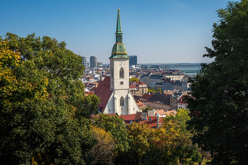 Aerial view of St. Martin Cathedral and Bratislava city - Bratislava, Slovakia