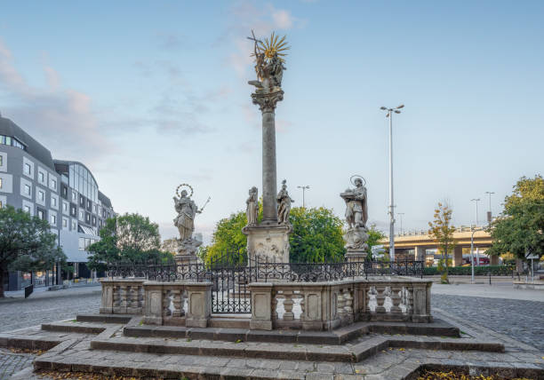 istock Holy Trinity Column at Fish Square (created in 1712) - Bratislava, Slovakia - Bratislava, Slovakia 1420237077