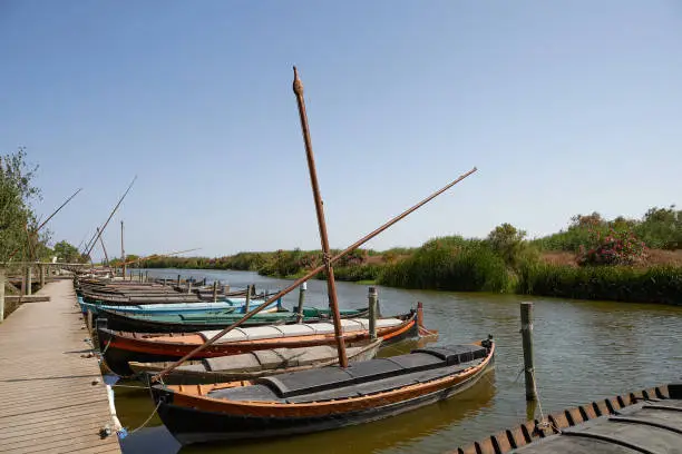 Photo of Catarroja traditional fishing boats port (pier) in the Valencia Albufera natural park