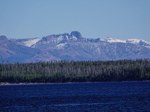 Distant Absaroka Mountians beyond Yellowstone Lake.