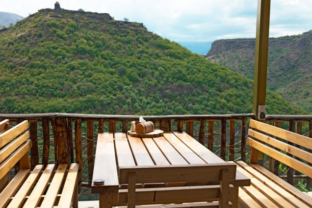 istock Wooden table and and chairs in the restaurant 1420248864