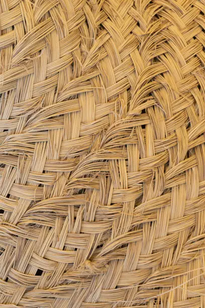 Beige wicker decor texture background close up