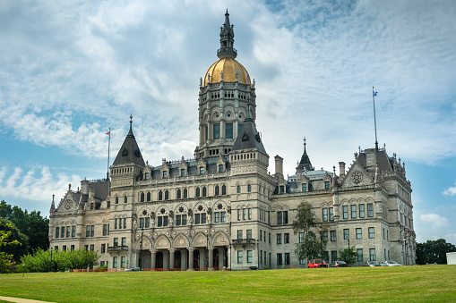 Connecticut State Capitol Government building in Bushnell Park downtown Hartford Connecticut USA