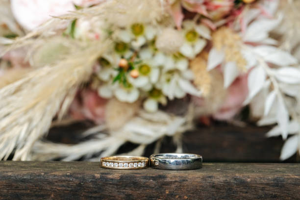 istock Beautiful wedding rings close up 1420257514