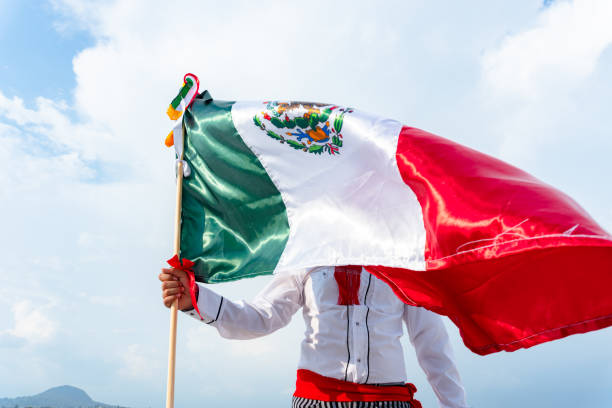 istock Young boy holding flag of Mexico 1420261581