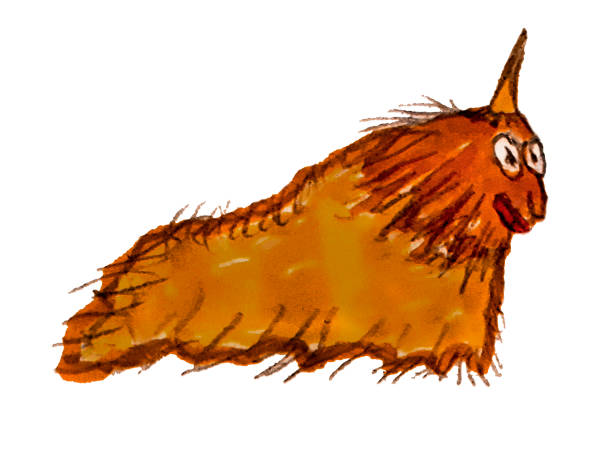 Side view fantasy sea cow sketchy style drawing