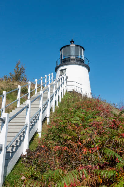 сова's руководитель маяк - owls head lighthouse стоковые фото и изображения