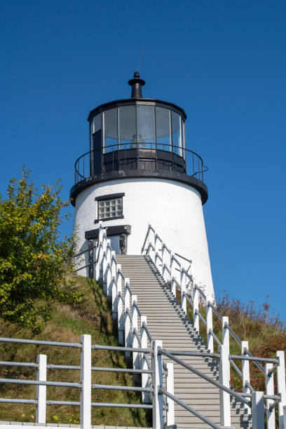 faro di owl's head - owls head lighthouse foto e immagini stock