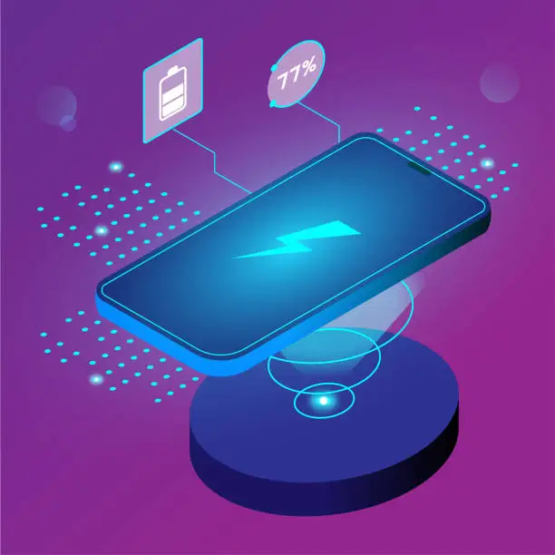Vector illustration of Wireless charging of the phone
