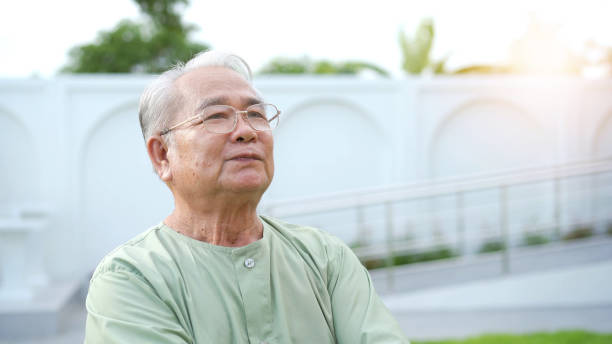 istock Happy - cheerful Asian old man smiling and looking at camera. 1420289449