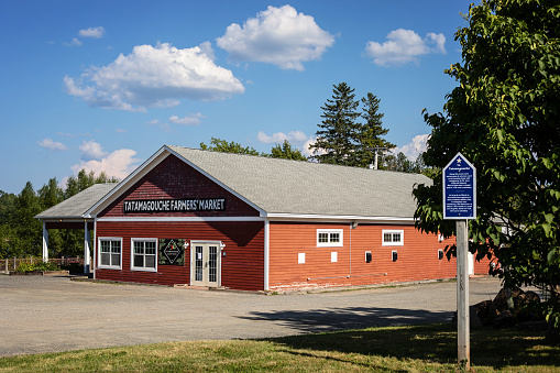 Tatamagouche, Canada - August 21, 2022. The Tatamagouche Farmer's Market in Creamery Square is where over 20 vendors sell their goods, a place for locals and visitors alike to purchase locally-made goods.