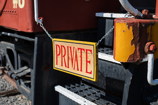 Private sign on a train car