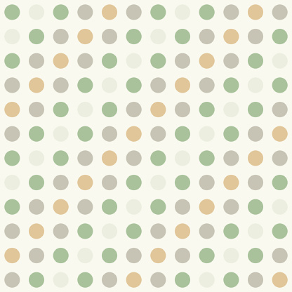 Polka Dot Pattern. Green, Brown and Gray Color Dot on Cream background. Seamless Background for graphic design, fabric, textile, fashion. Color Trend 2022.