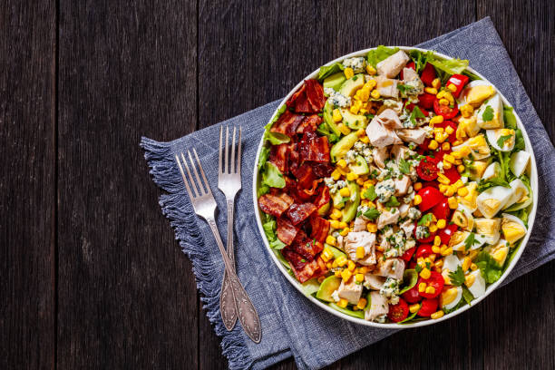 istock American garden salad on plate, top view 1420303197