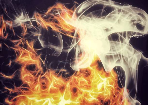 istock Abstract background with swirling flames and smoke 1420307741