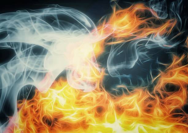 istock Abstract background with swirling flames and smoke 1420307749