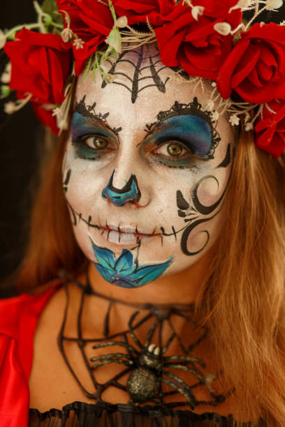 istock Ready for Halloween in beautiful sugar skull make up 1420314026