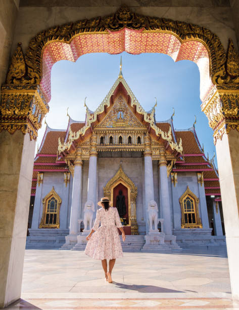 wat benchamabophit tempel in bangkok thailand, der marmortempel in bangkok - bangkok thailand asia temple stock-fotos und bilder