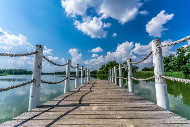 istock Small pier in a lake captured on a beautiful sunny day 1420318908