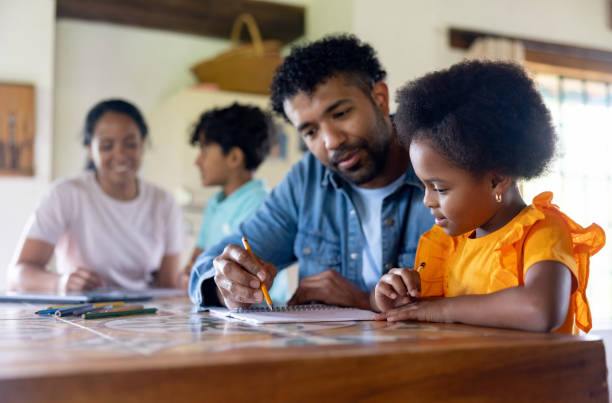istock Parents guiding their children while they are homeschooling 1420320173