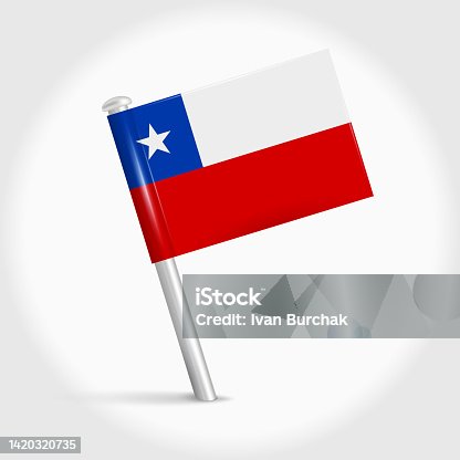 istock Chile map pin flag. 3D realistic vector illustration 1420320735