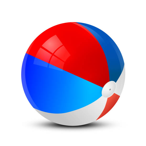 Beach ball - red and blue - isolated on white background - vector vector art illustration