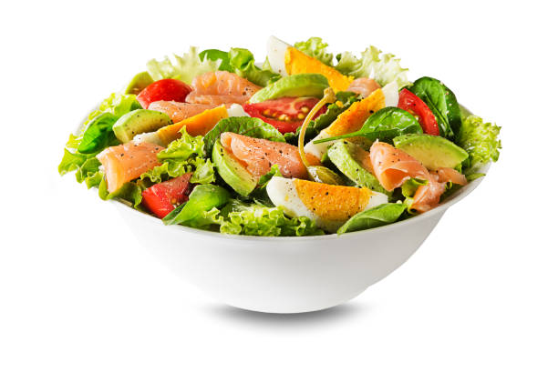 istock Green mixed Salad with smoked salmon, egg and avocado 1420333225