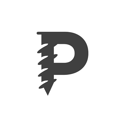 Letter P Screw Logo Template For Construction Ironmonger  Symbol Design