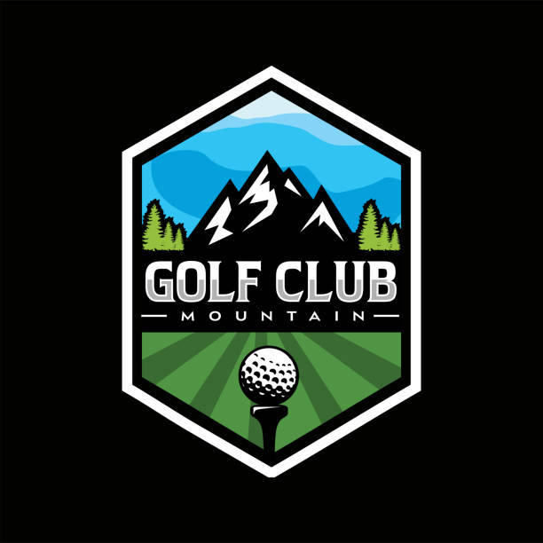 マウンテンゴルフコースロゴアイコンベクターエンブレムバッジストック - golf club golf iron isolated点のイラスト素材／クリップアート素材／マンガ素材／アイコン素材