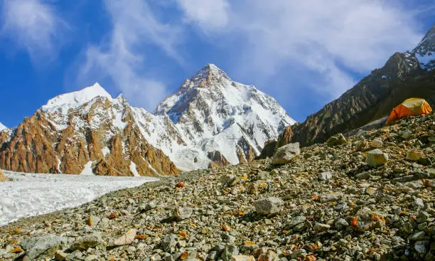 Fascinating view of the K2 and Marble peak in the karakoram mountains range Gilgit-Baltistan region of Pakistan