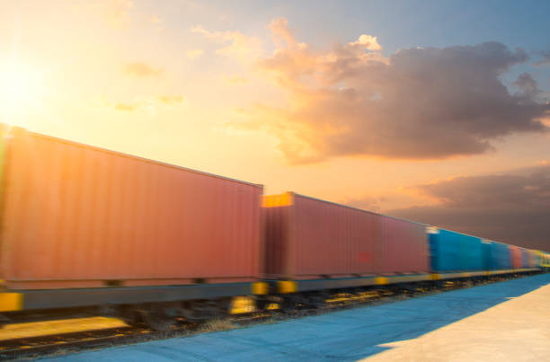 istock Rail transport and container transport and transportation system. 1420344569