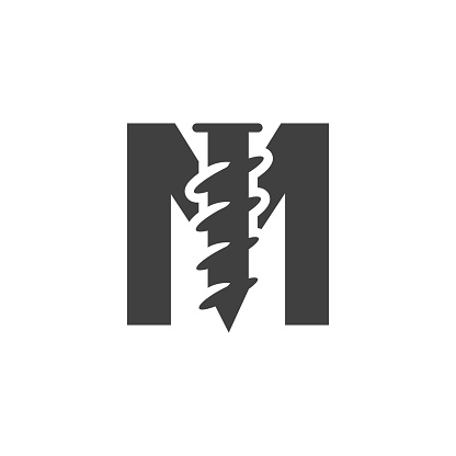istock Letter M Screw Logo Template For Construction Ironmonger  Symbol Design 1420344667